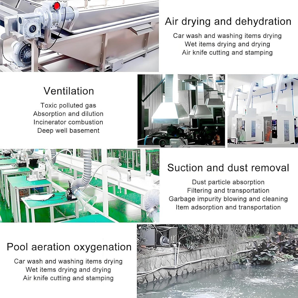 Regenerative Blower High Pressure Vortex Ring Blower Sewage Aeration Vortex Blower Single Phase Turbine Blower Aquaculture Vortex Air Blower Pump 0.16HP - 2.04HP Electric Air Pump(220V,120W)