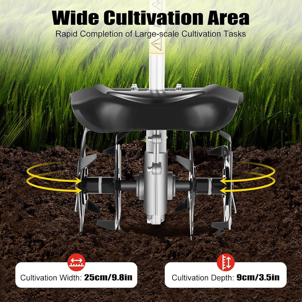 Gas Powered Mini Tiller Cultivator, 2 Stroke Garden Mini Tiller Cultivator, Handheld Microtiller Hoeing Machine Use for Tilling Soil and Removing Weeds