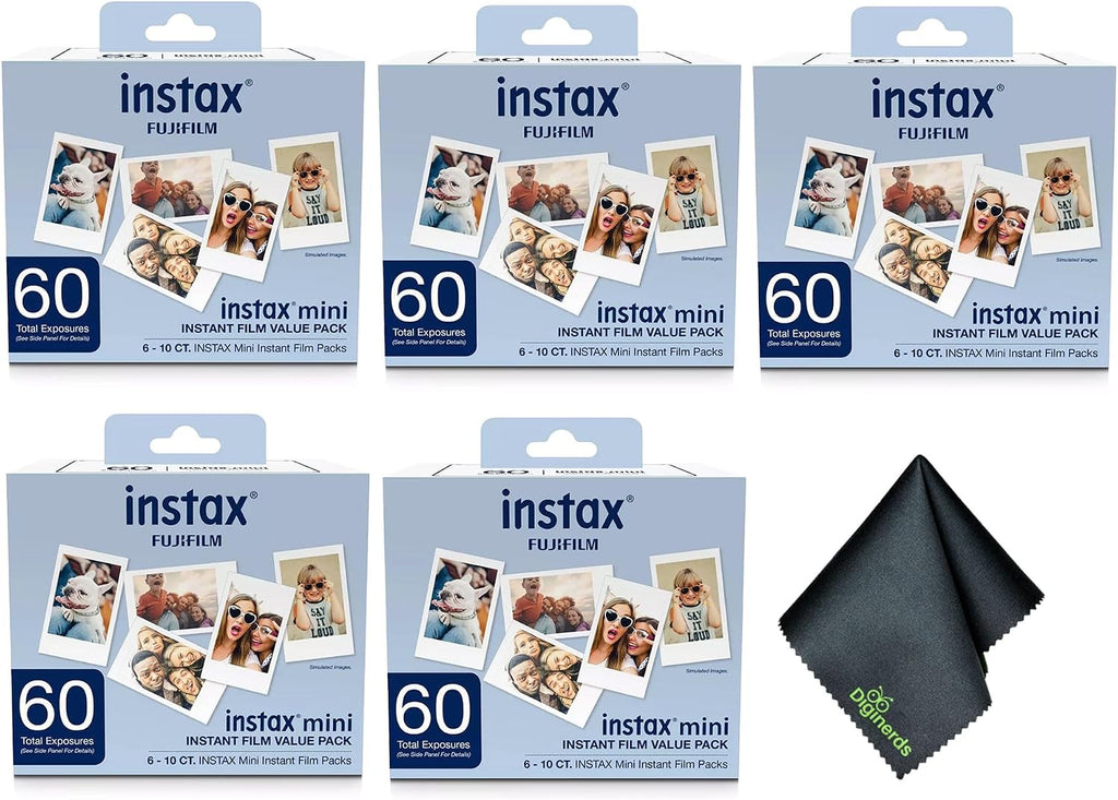 Fujifilm Instax Mini Value Pack Instant Film (300 Exposures) Bundle with Microfiber Cleaning Cloth