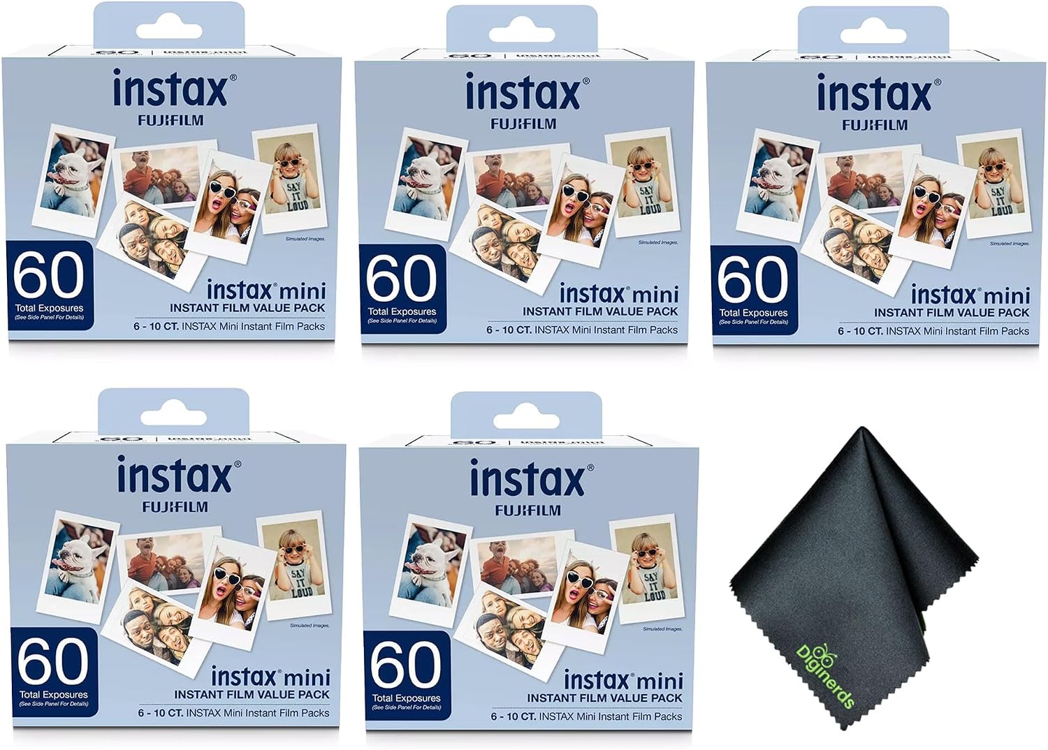 Fujifilm Instax Mini Value Pack Instant Film (300 Exposures) Bundle with Microfiber Cleaning Cloth