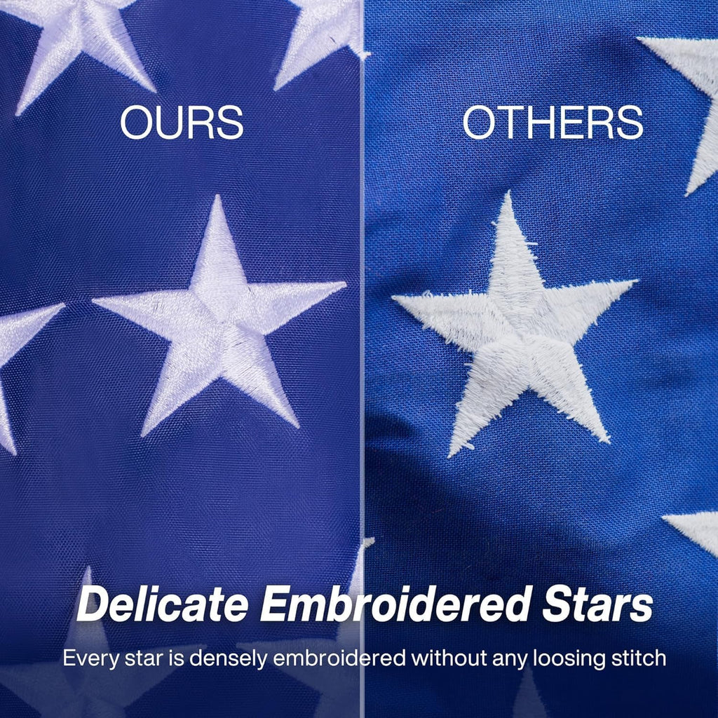 American Flag 12x18 ft TearProof Series Heavy Duty Tough Spun Polyester USA Flags High Wind, US Flags for Outside Outdoor with Durable Embroidered Stars Sewn Stripes, 5 Brass Grommets