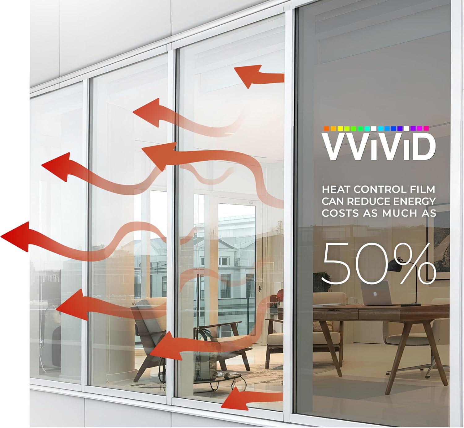 Heat Control 99% Anti UV Residential Vinyl Wrap Window Medium Tint Roll (600 Inch x 60 Inch Bulk roll)