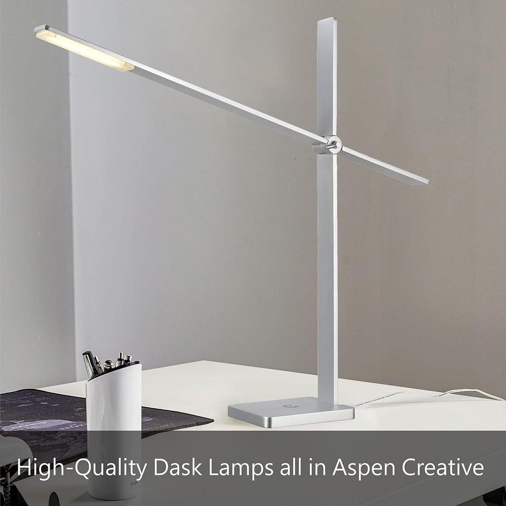 Aspen Creative 40033-1, Two Pack Set – 23 1/2' High Contemporary Table Lamp, Pewter Finish with Empire Shaped Lamp Shade in Light Blue, 13' Wide