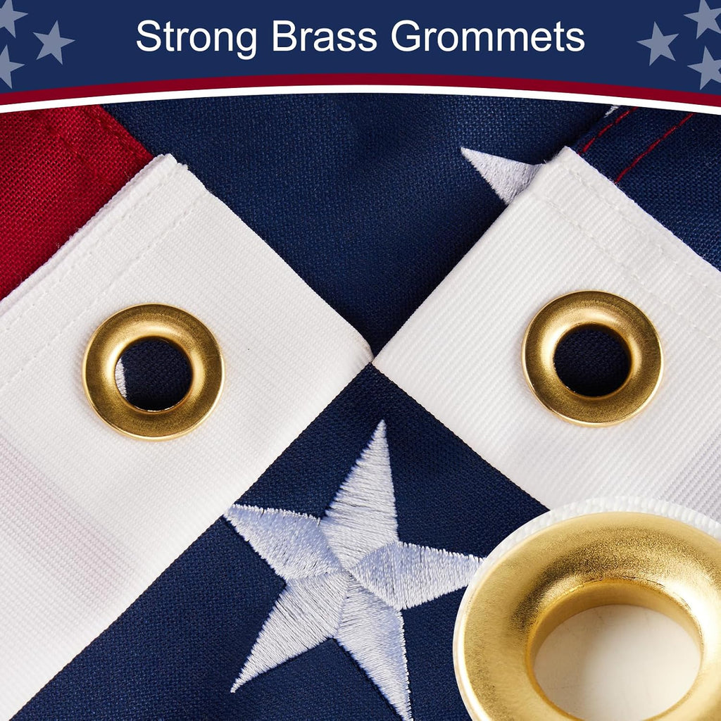 American Flag 10x15 ft Heavy Duty TearProof Series, All Weather High Wind US Flag, Premium Spun Polyester with Embroidered Stars, Sewn Stripes, Brass Grommets for Outdoor Use
