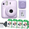 Fujifilm Instax Mini 12 Instant Camera Lilac Purple Bundle with Fuji Instax Mini Film Value Pack (80 Sheets) + Protective Carrying Case + Photo Album + Microfiber Cleaning Cloth