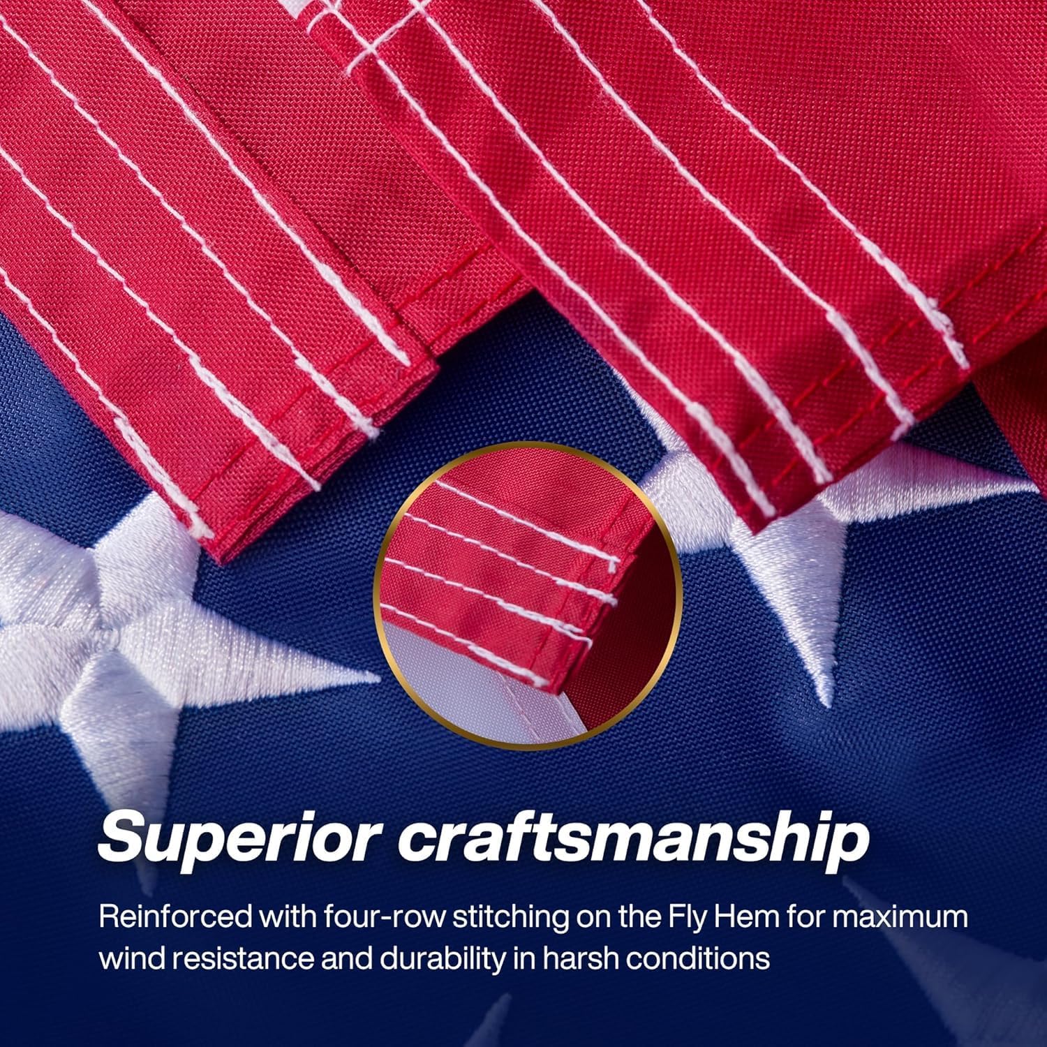 American Flag 12x18 ft TearProof Series Heavy Duty Tough Spun Polyester USA Flags High Wind, US Flags for Outside Outdoor with Durable Embroidered Stars Sewn Stripes, 5 Brass Grommets