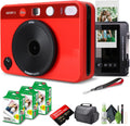 Leica Sofort 2 Hybrid Instant Photo Film and Digital Camera (Red) (19189) with LCD Display Bundle with Fujifilm Instant Film 60 Sheets + 128 GB Memory Card + Bag + Cleaning Kit
