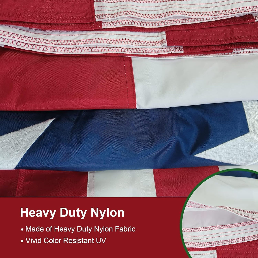 SYII American Flag 30x60 Ft Outdoor, Luxury Embroidered Stars and Roped Heading Double Stitched Sewn Stripes, Heavy Duty Polyester Huge Lage US Flags with Durable Brass Grommets
