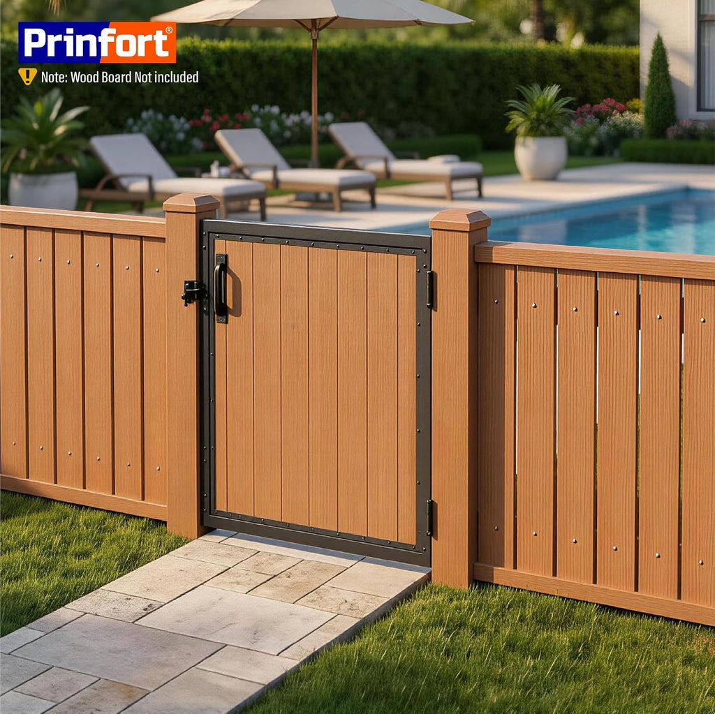 4x5FT (46.78'W X 59'H) 201 Stainless Steel Anti Sag Wooden Fence Gate Kit Heavy Duty Garden Gate Frame Hardware Kit Reinforcement (Left/Right Free-Installation)