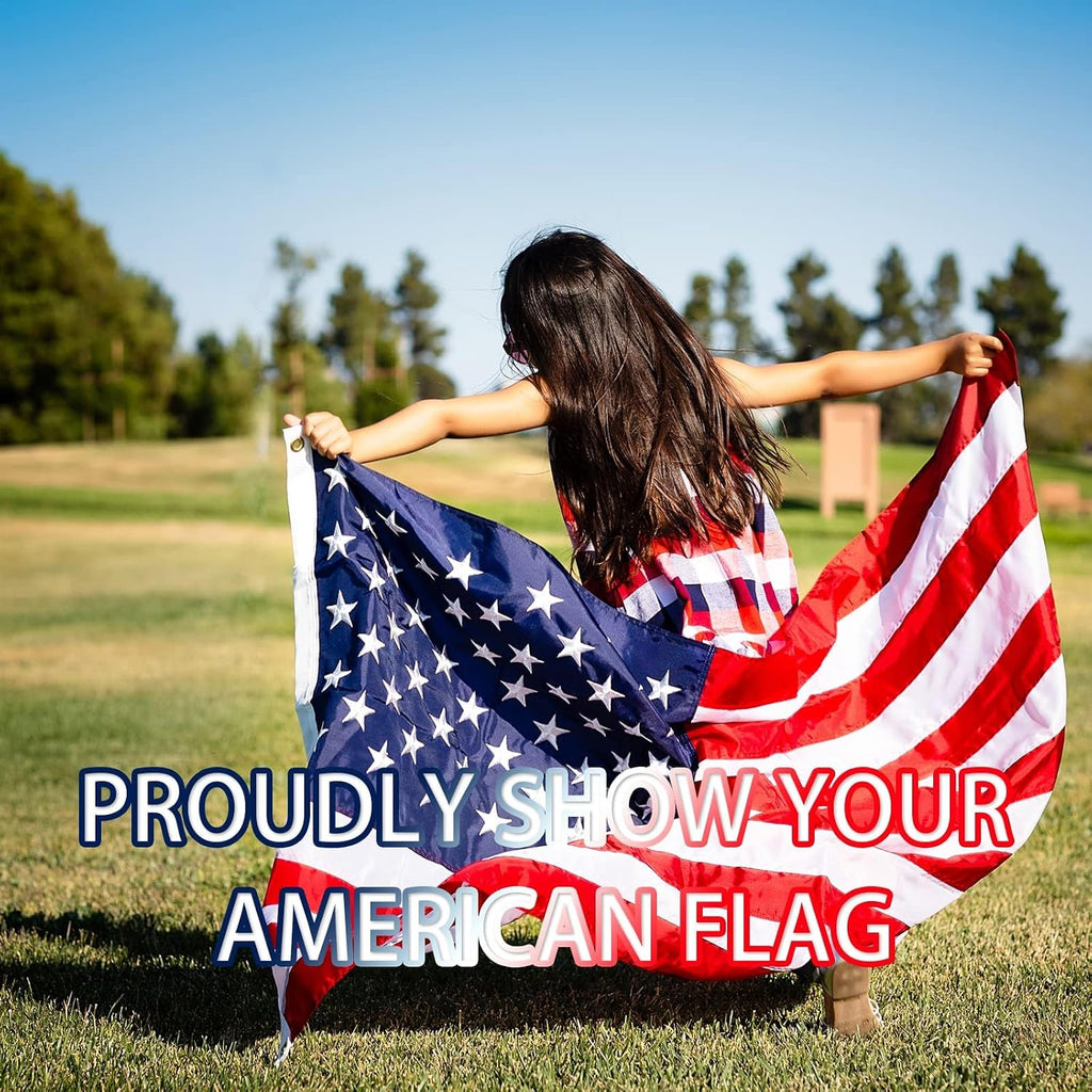 Giant 12x18 FT American Flag for Outside, Extra Large Outdoor US Flag, 420D Heavy Duty Polyester, Embroidered Stars, Sewn Stripes, Brass Grommets, UV Fade Resistant All Weather Flag for High Winds