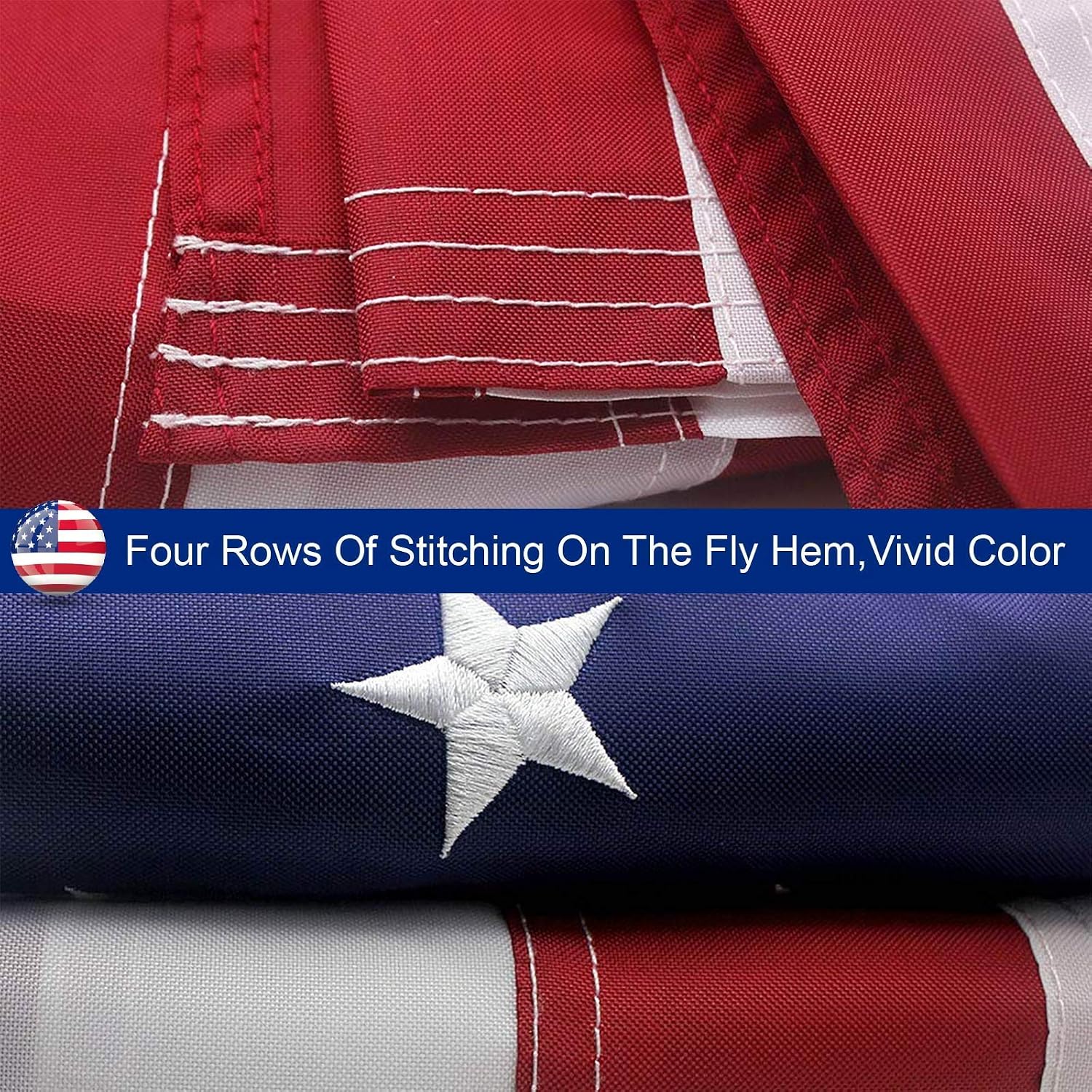 Giant 12x18 FT American Flag for Outside, Extra Large Outdoor US Flag, 420D Heavy Duty Polyester, Embroidered Stars, Sewn Stripes, Brass Grommets, UV Fade Resistant All Weather Flag for High Winds