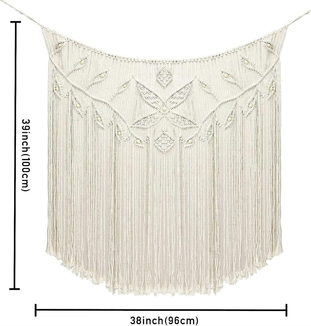 Modern Wall Decor Woven,Wall Hanging Art Tapestry, Macrame Wall Hanging Large Boho Chic Woven Tapestry Bohemian Cotton Handmade Wall Decor - Suitable for Home (White)