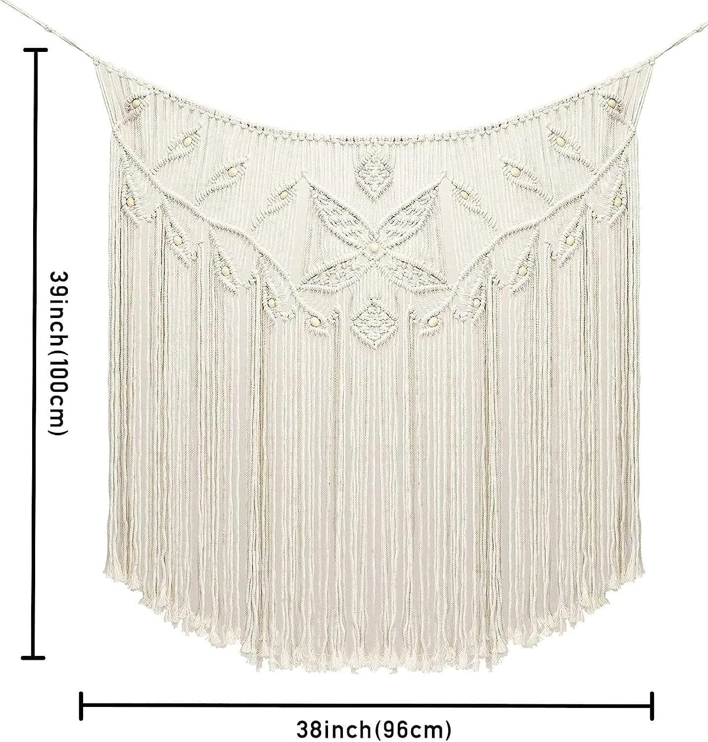 Modern Wall Decor Woven,Wall Hanging Art Tapestry, Macrame Wall Hanging Large Boho Chic Woven Tapestry Bohemian Cotton Handmade Wall Decor - Suitable for Home (White)