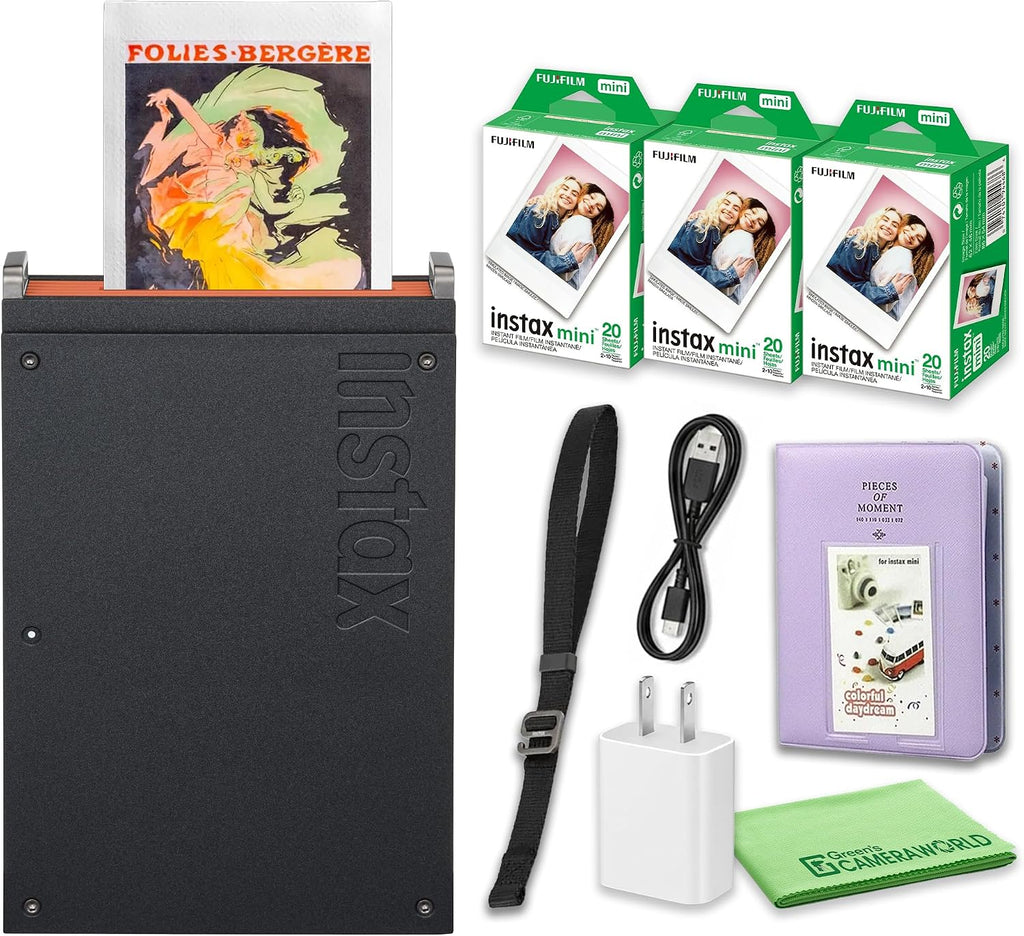 Fujifilm instax mini Link+ Portable Smartphone Printer Value Bundle with Photo Album, Charger and 60-Photo Instax Mini Film Pack