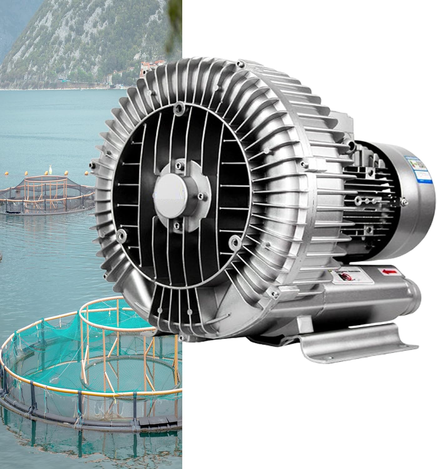 110V/220V Regenerative Blower Single Phase, 120W-1100W High-Pressure Vortex Ring Blower, for Sewage Aera,Industrial Vacuum Pump,220V-120W