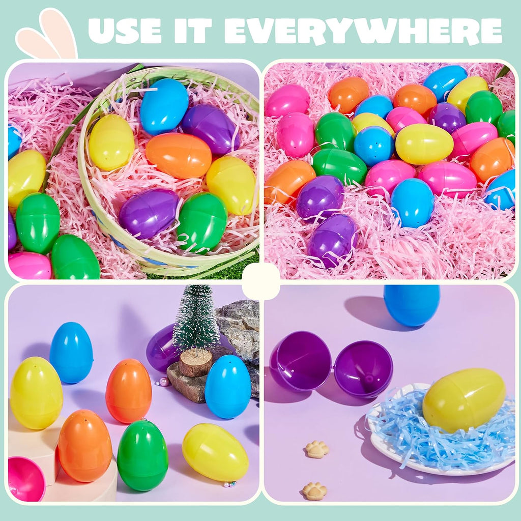 JOYIN 3.15' Easter Eggs, Fillable Plastic Eggs Empty Colorful Bright Eggshells with Hinge for Easter Hunt, Filling Treats, Party Favor, Basket Stuffers, Classroom Prize Supplies, 1000PCS