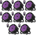 36LED Black Lights, U`King 72W UV Stage Lights Blacklight with Glow in The Dark Party Supplies by DMX and Remote Control for Halloween Stage Lighting (8 Packs)