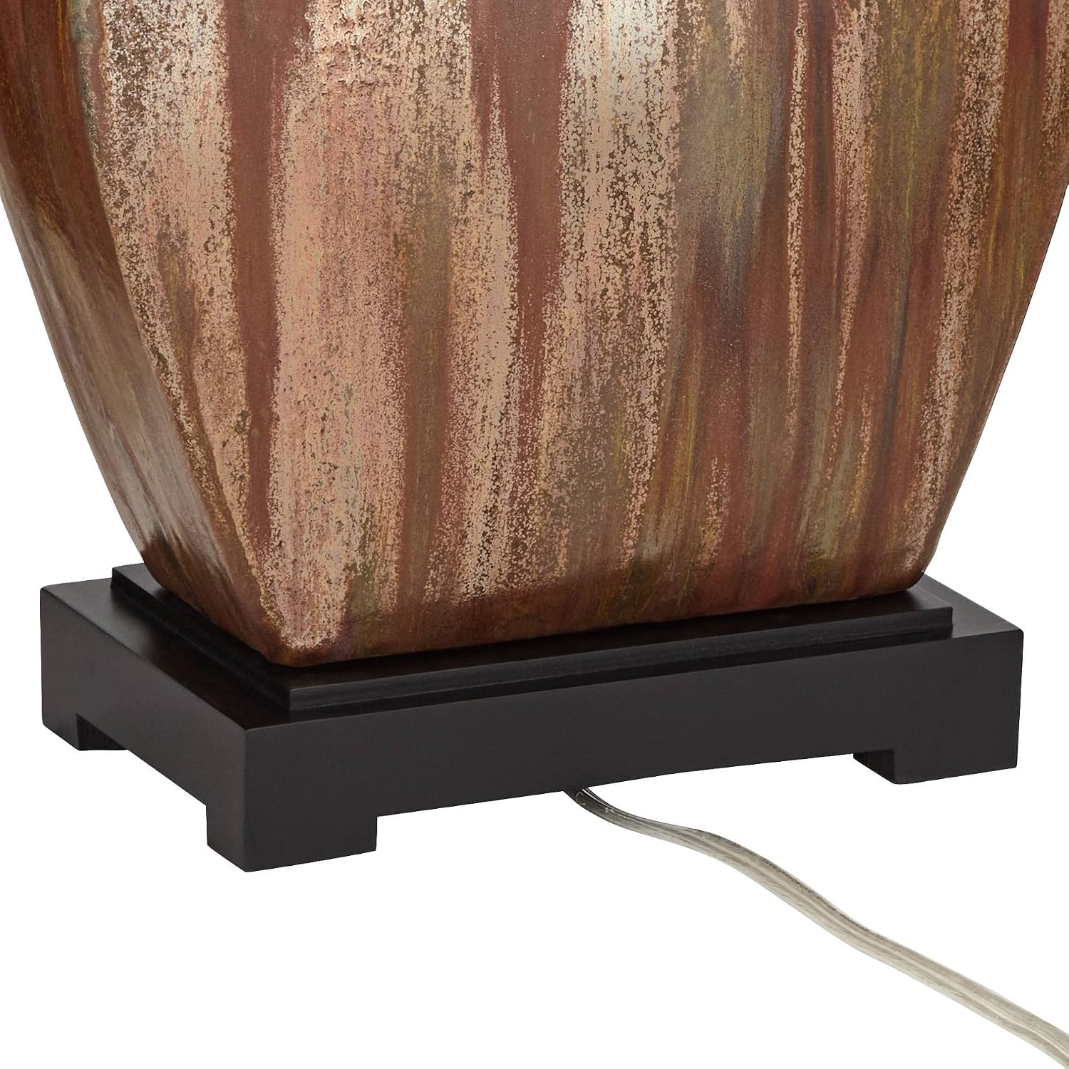 Possini Euro Design Julius Modern Rustic Style Table Lamps 27' Tall Set of 2 Ceramic Copper Drip Rectangular Fabric Shade Decor for Living Room Bedroom House Bedside Nightstand Home Office Reading