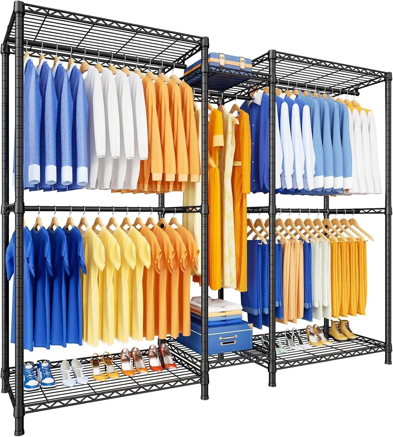 for E12 Clothes Rack,Heavy Duty Freestanding Garment Rack with Shelves,Metal Clothin