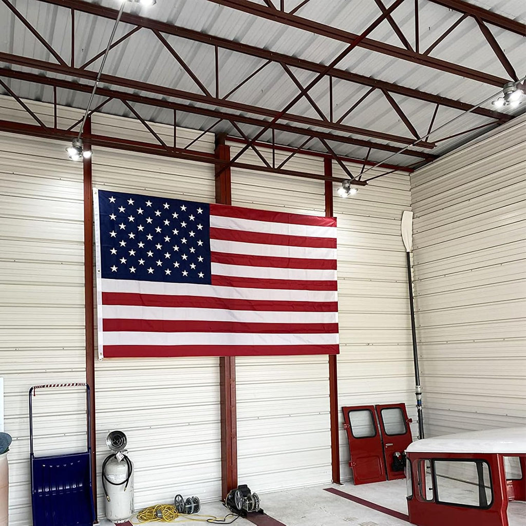 TOPFLAGS American Flag 10x15 Ft Large US Flags Heavy Duty Embroidered Stars Sewn Stripes USA Giant Flags Outdoor 5 Brass Grommets for Outside Wall