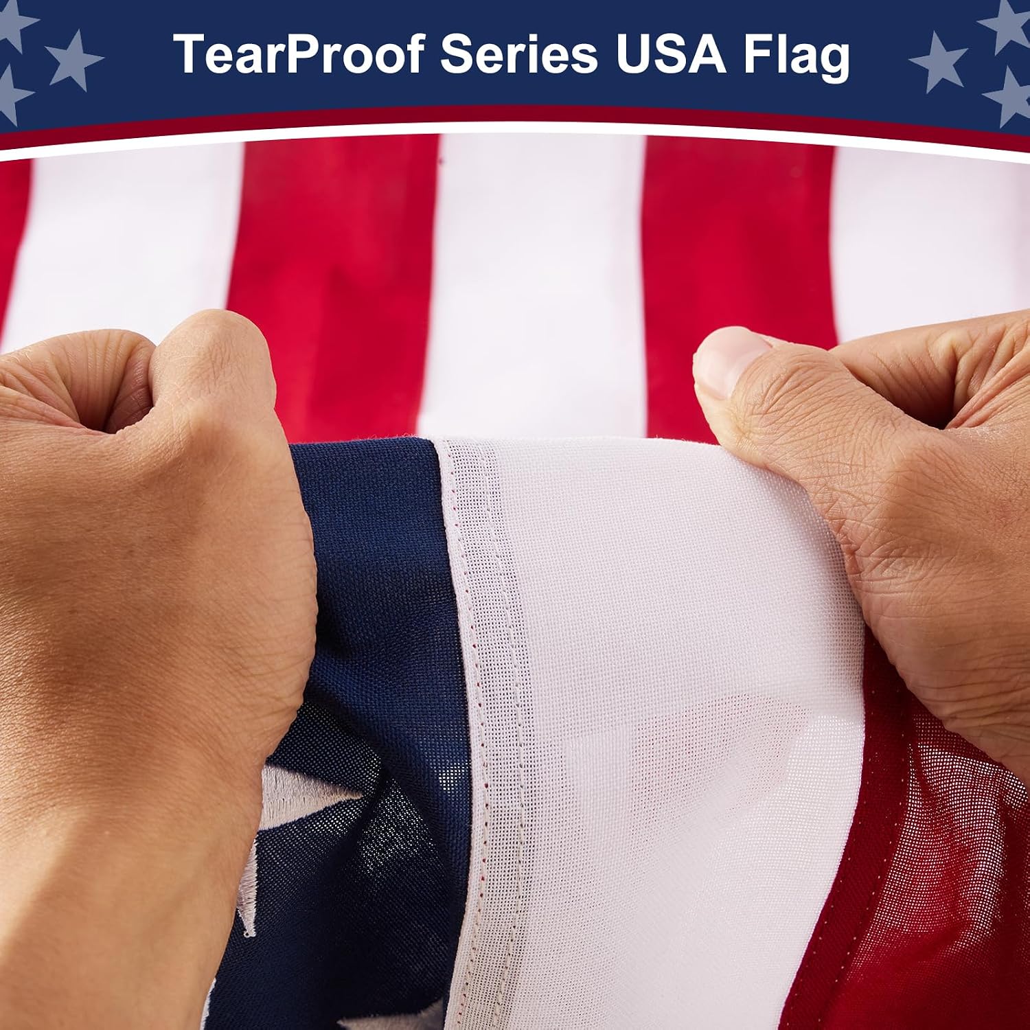 American Flag 10x15 ft Heavy Duty TearProof Series, All Weather High Wind US Flag, Premium Spun Polyester with Embroidered Stars, Sewn Stripes, Brass Grommets for Outdoor Use