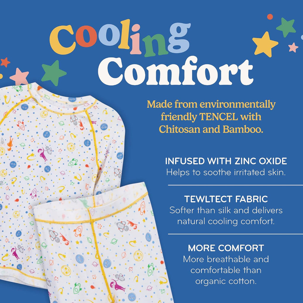 Soothems Eczema Footie Pajamas for Kids - PJs Shirt + Bottom - Moderate to Severe Eczema Treatment for Kids - Eczema Clothes & Sleepwear for Wet Wraps - Toddler Pajamas for Girls & Boys (2T)