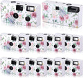 10 Pack Disposable Camera for Wedding Bulk, 35mm Single Use Camera Bulk with Flash Black and White Film for Gathering Wedding Travel (Pink Rose,Black and White Film)
