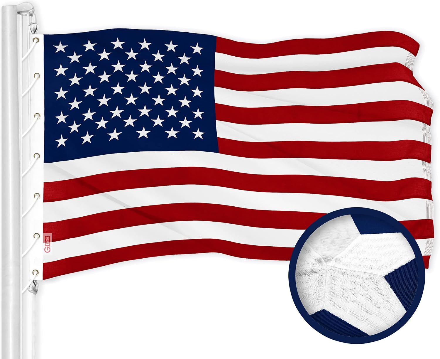 G128 American USA Flag | 20x30 Ft | ToughWeave Series Embroidered 600D Polyester | Country Flag, Embroidered Stars, Sewn Stripes, Indoor/Outdoor, Vibrant Colors, Brass Grommets