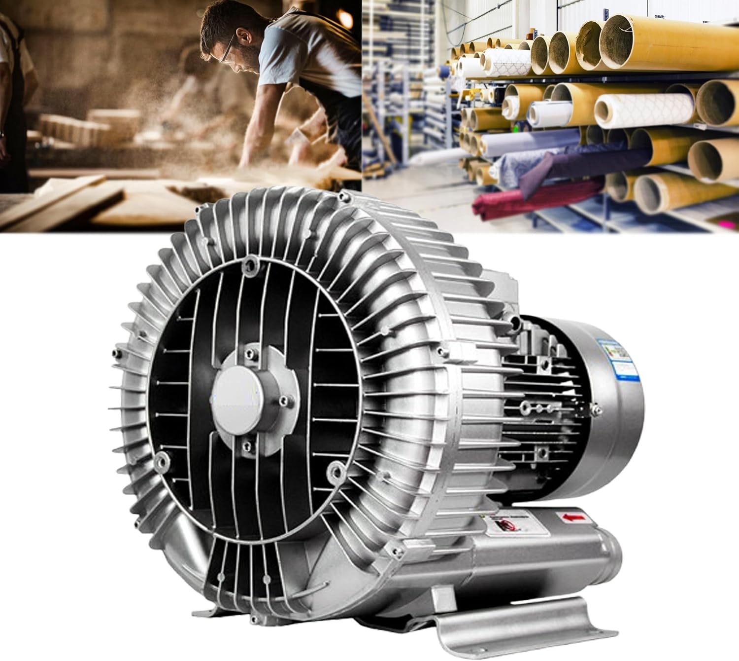110V/220V Regenerative Blower, 120W/370W/550W/750W/1100W High-Pressure Industrial Vacuum Pump, Side Channel Blower, Ring Vortex Blower, for Aquaculture, Water Treatment,110V-370W