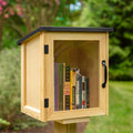 Ilyapa Outdoor Library Book Box - Free Literature Exchange Kit for Outside - Little Wood Cabinet for Sharing Books and Arts - Boox Exchange Box 13x11x16 Inch