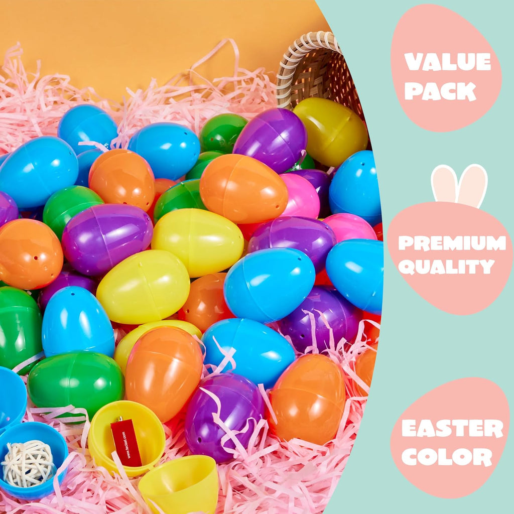 JOYIN 1500 PCS 2.3' Easter Eggs, Empty Plastic Eggs Fillable Colorful Bright Eggshell Bulks for Easter Hunt, Filling Treats, Party Favor, Basket Stuffers, Classroom Prize Supplies