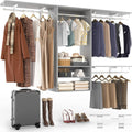 8FT Hanging Closet System, 96 Inch Closet Organizer System with Hanging Rod, Walk In Mounted Closet System, Built-In Clothes Garment Rack with 3 Shelving Towers(Can Be Cut To Fit), Grey