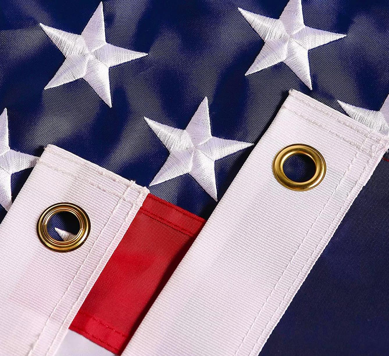 American Flag 8x12 ft: Long Lasting and Heavy Duty Nylon US Flags | Embroidered Stars, Sewn Stripes, Brass Grommets, UV Protection Perfect for Outdoors! USA Flag