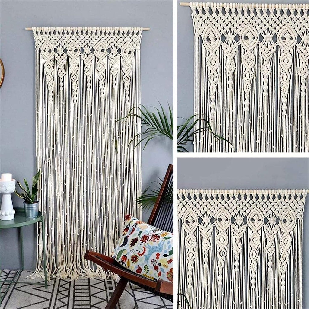 Modern Wall Decor Woven,Wall Hanging Art Tapestry, Macrame Wall Hanging Woven Tapestry Bohemian Macrame Curtain Door Curtain Wall Hanging Tapestry for Doorway, Window, Wedding Backdrop ( 90*180cm)