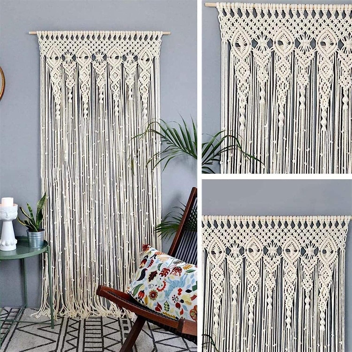 Modern Wall Decor Woven,Wall Hanging Art Tapestry, Macrame Wall Hanging Woven Tapestry Bohemian Macrame Curtain Door Curtain Wall Hanging Tapestry for Doorway, Window, Wedding Backdrop ( 100*200cm)