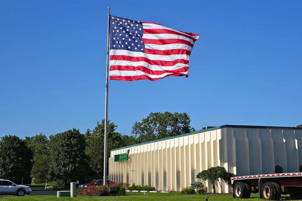 SYII American Flag 20x38 Ft TearProof Series for Outside, Heavy Duty Tough Spun All Weather US Flag for High Wind, Embroidered Stars Sewn Stripes and Brass Grommets