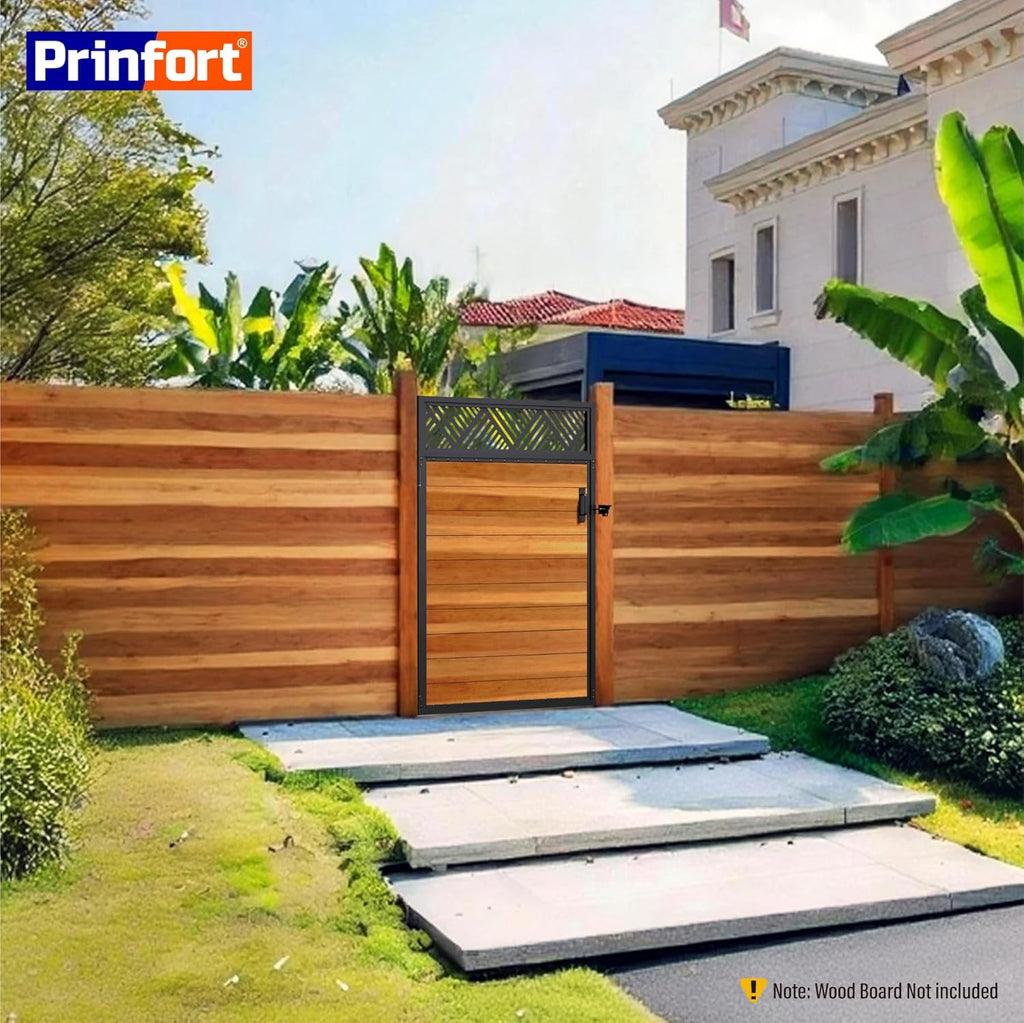 4x6FT (46.78'W X 70.8'H) 201 Stainless Steel Anti Sag Wooden Fence Gate Kit Heavy Duty Garden Gate Frame Hardware Kit Reinforcement (Left/Right Free-Installation)