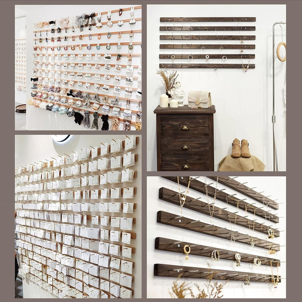 Wall Mounted Jewelry Stand Organizer, Hanging Earring Holder Keyring shelf Bracelets Rings Bangles Display Rack sock holder,For Clothing Store/Retail Store/Jewelry Store(B 6pcs,60cm)