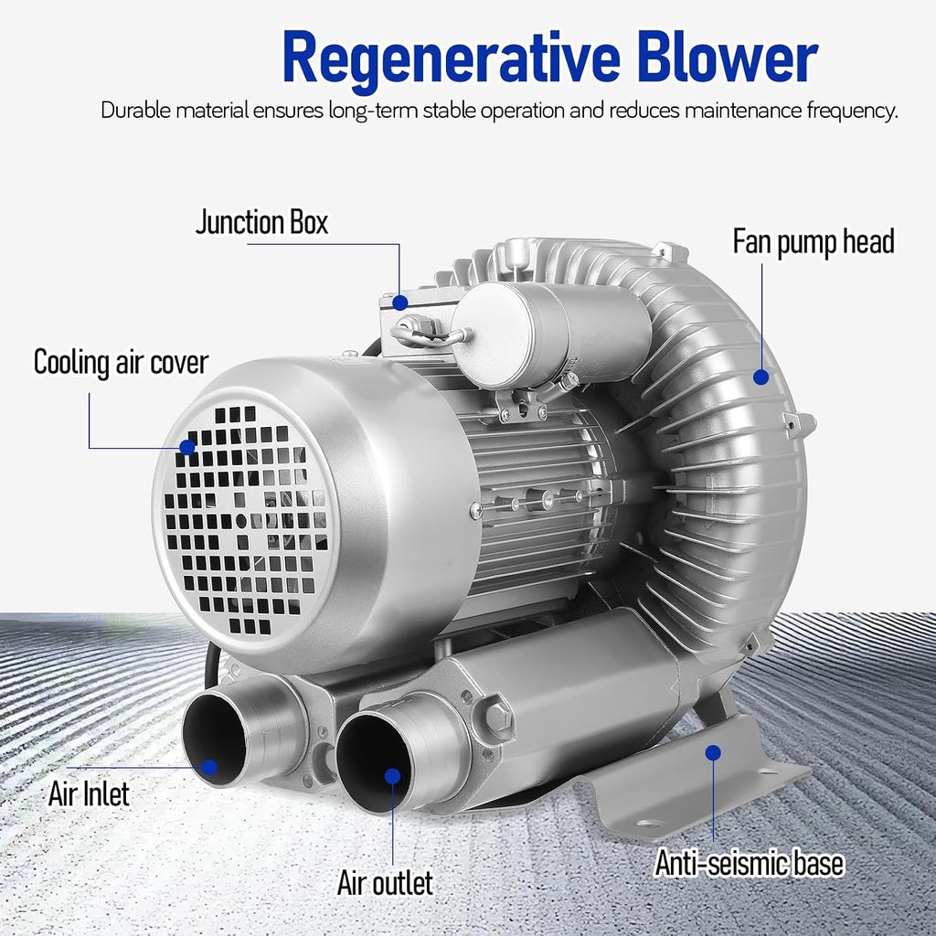 2.4HP Blower, 1.8KW 150CFM 110-120V Single Phase, High-Pressure, Industrial Vacuum Pump for Air Blowing or Suction, Sewage Aeration Aquarium Fish Pond Packaging