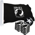 G128 10 Pack: POW MIA Flag | 3x5 Ft | StormFlyer Series Embroidered 220GSM Spun Polyester | Embroidered Design, Indoor/Outdoor, Brass Grommets, Heavy Duty, All Weather