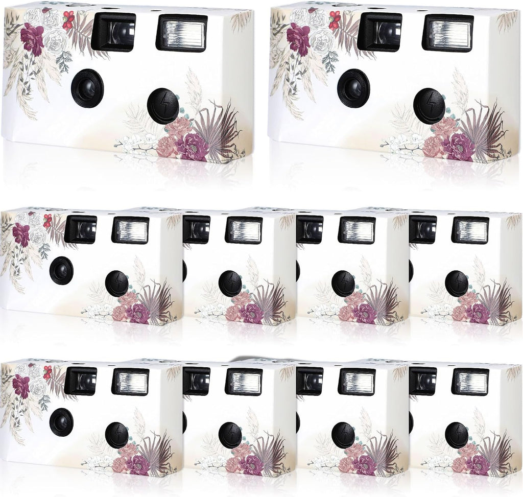 Zhengmy 10 Pack Disposable Camera Bulk for Wedding, 35mm Single Use Camera Bulk with Flash One Time for Gathering Wedding Travel(Bohemian,Colorful Film)
