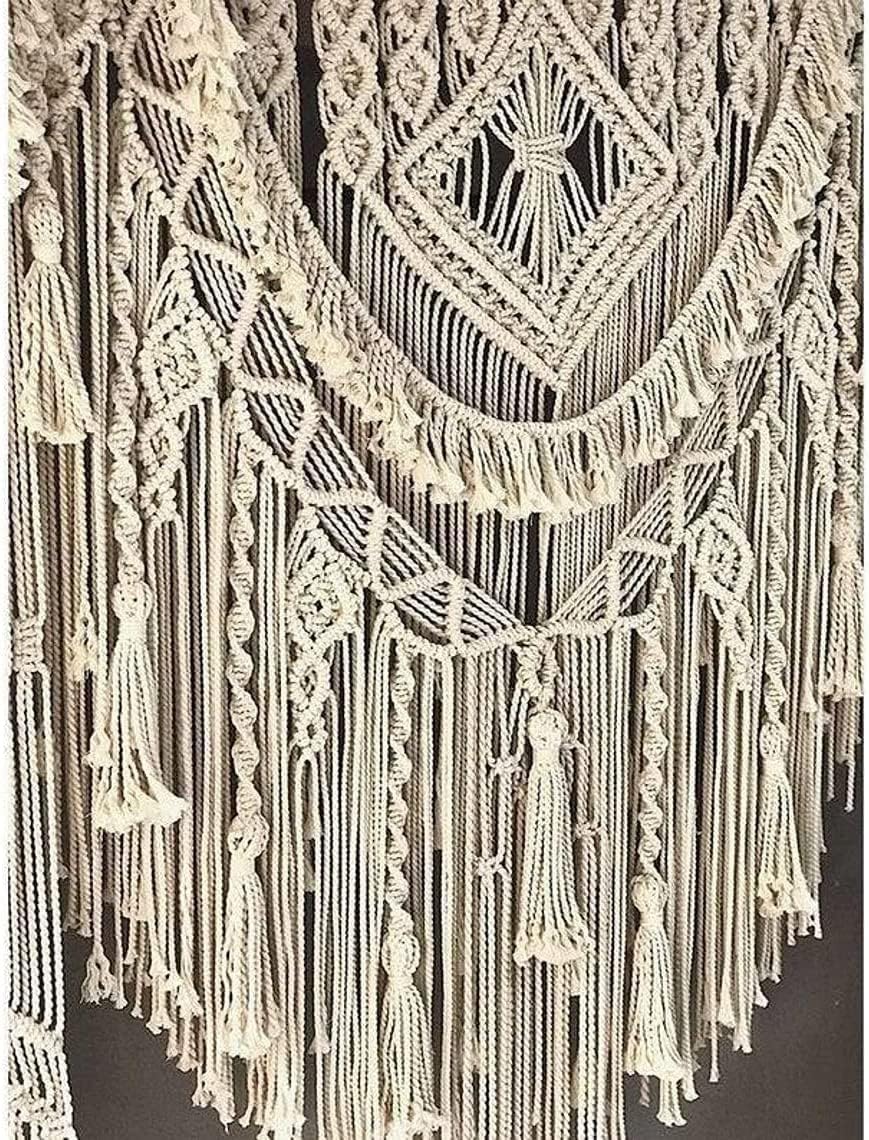 SN HANDICRAFTS Handmade Macrame Large Curtain Bohemian Boho Decoration Backdrop Wedding Wall Hanging W 75 x 85 Inch, Natural