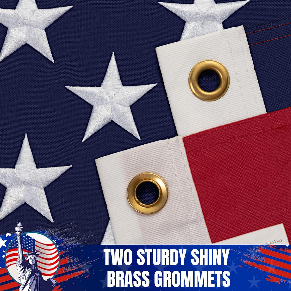 GYaozii 10x15Ft American Flags for Outside, Heavy Duty US Flag TearProof | High Wind Resistant and WaterProof USA Flag with Embroidered Stars, Sewn Stripes, Brass Grommets