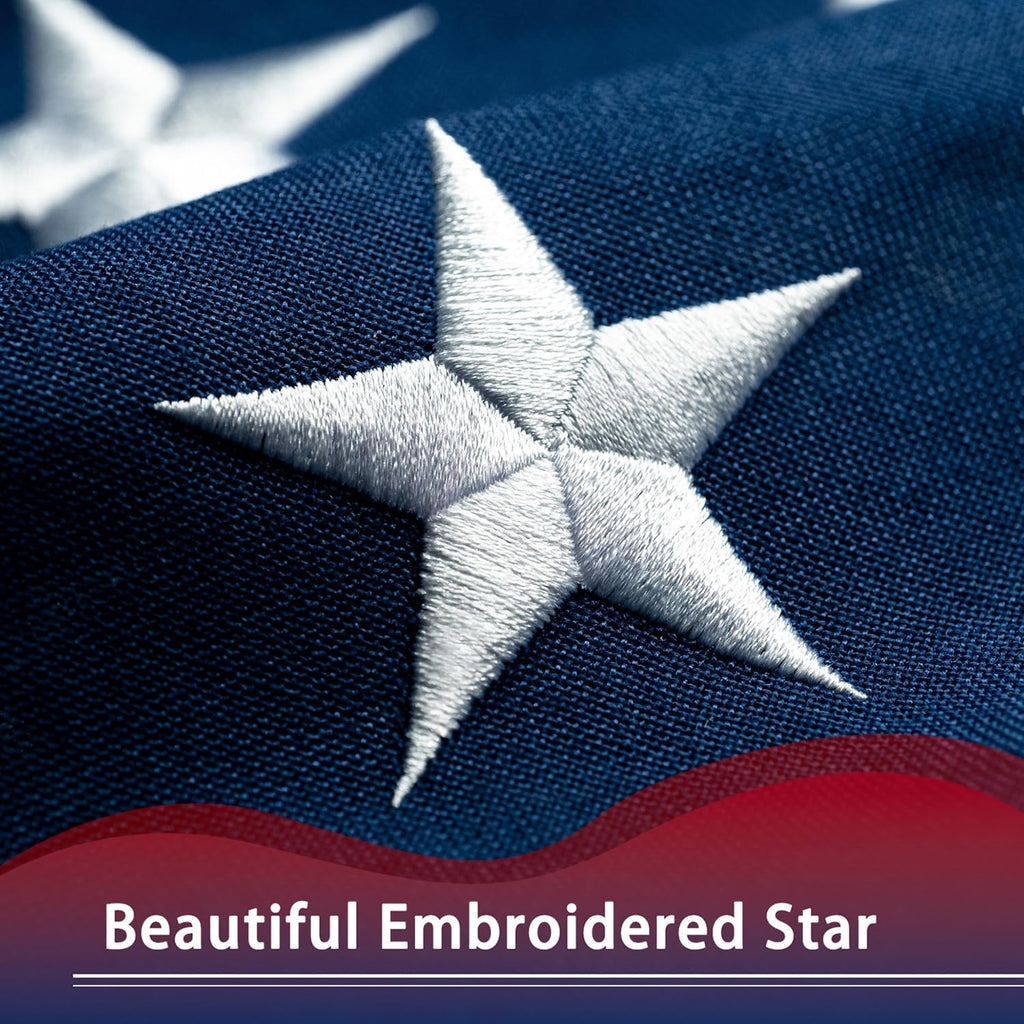 American Flag 10x15 ft Deluxe Super Tough Series, Heavy Duty Spun Polyester, 5 Brass Grommets, All Weather Extra Large US Flag USA High Wind with Embroidered Stars, Giant Big Flags Outdoor Outside