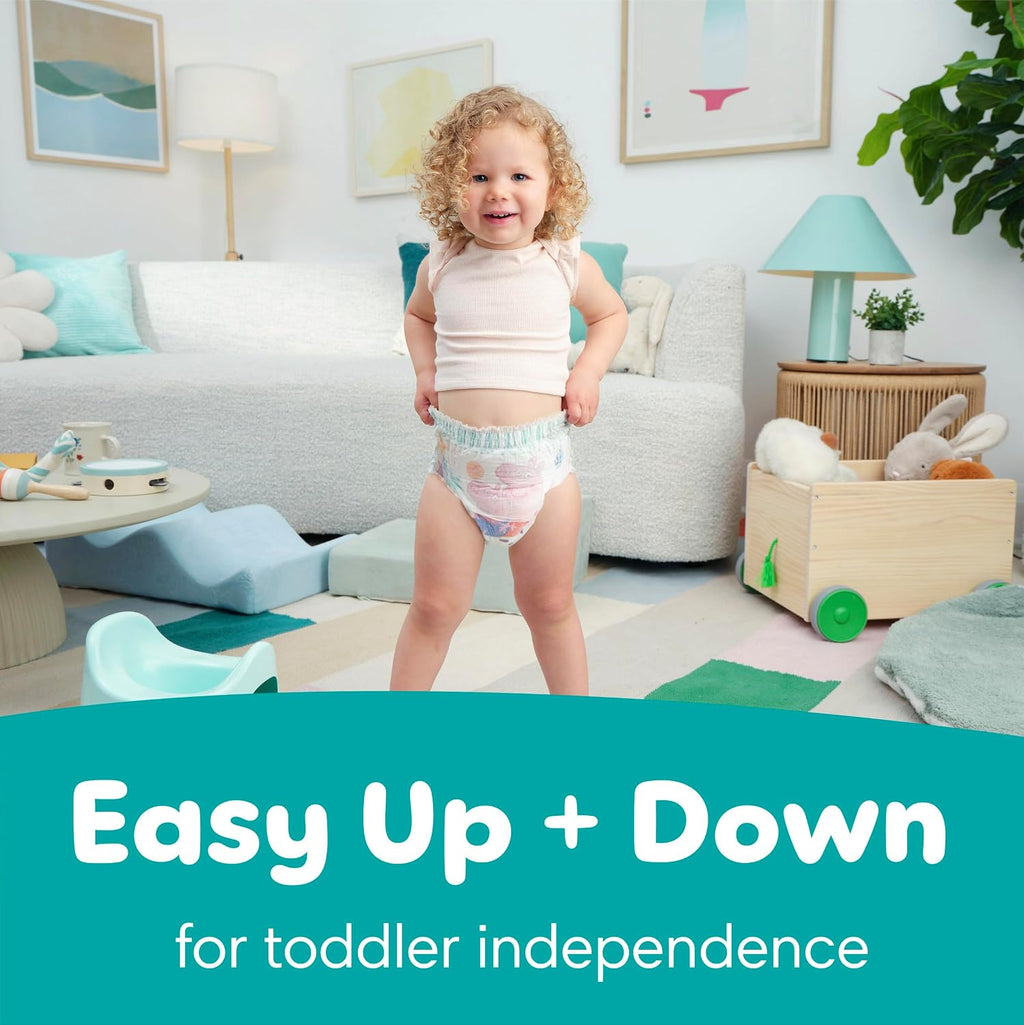 Pampers Easy Ups Pull On Training Underwear Girls, 4T-5T, 2 Month Supply (2 x 104 Count) with Sensitive Water Based Baby Wipes 12X Multi Pack Pop-Top and Refill (1008 Count)