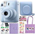 FUJIFILM Instax Mini 12 Instant Film Camera 2025 Holiday Bundle (Blue) + Compatible Carrying Case + Fuji Film Value Pack (20 Sheets) + Microfiber Cleaning Cloth