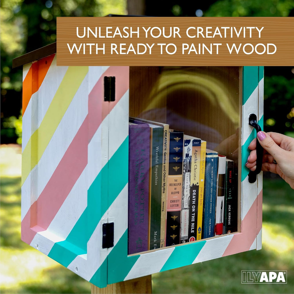 Ilyapa Outdoor Library Book Box - Free Literature Exchange Kit for Outside - Little Wood Cabinet for Sharing Books and Arts - Boox Exchange Box 13x11x16 Inch