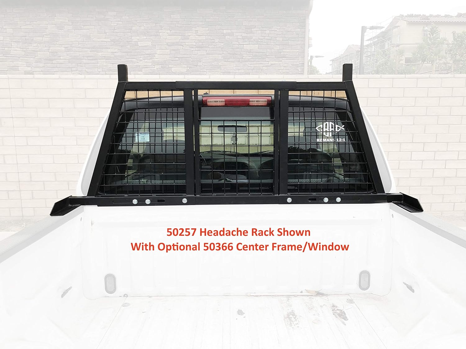 MaxxHaul Adjustable Truck Headache Rack - Fits 62' to 76.5' Beds - No-Drill Bolt-On Stake Pocket Mount - Steel Grid Screen (50257)