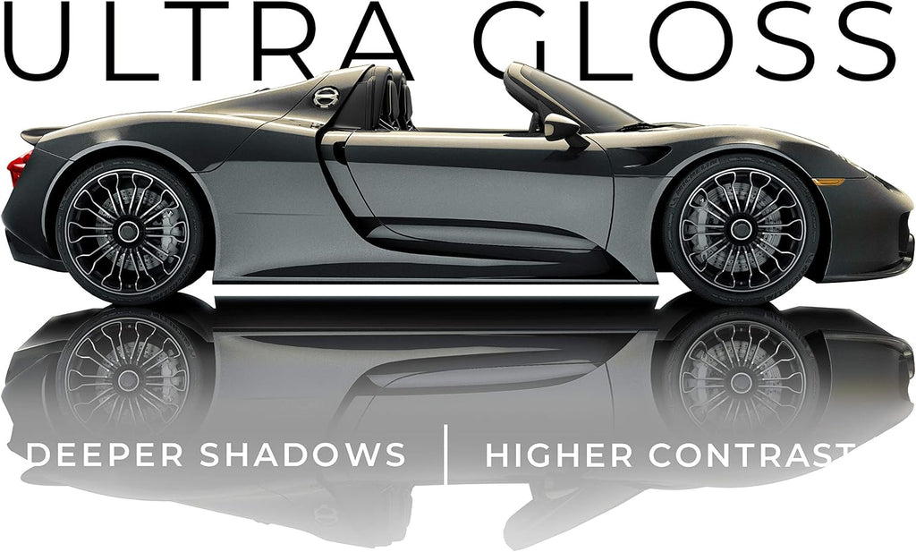 VViViD+ Ultra Gloss Candy Metallic Charcoal Grey Vinyl Car Wrap Premium Paint Replacement Film Roll with Nano Air Release Technology, Stretchable Protective Cap Liner, Self Adhesive (100ft x 5ft)