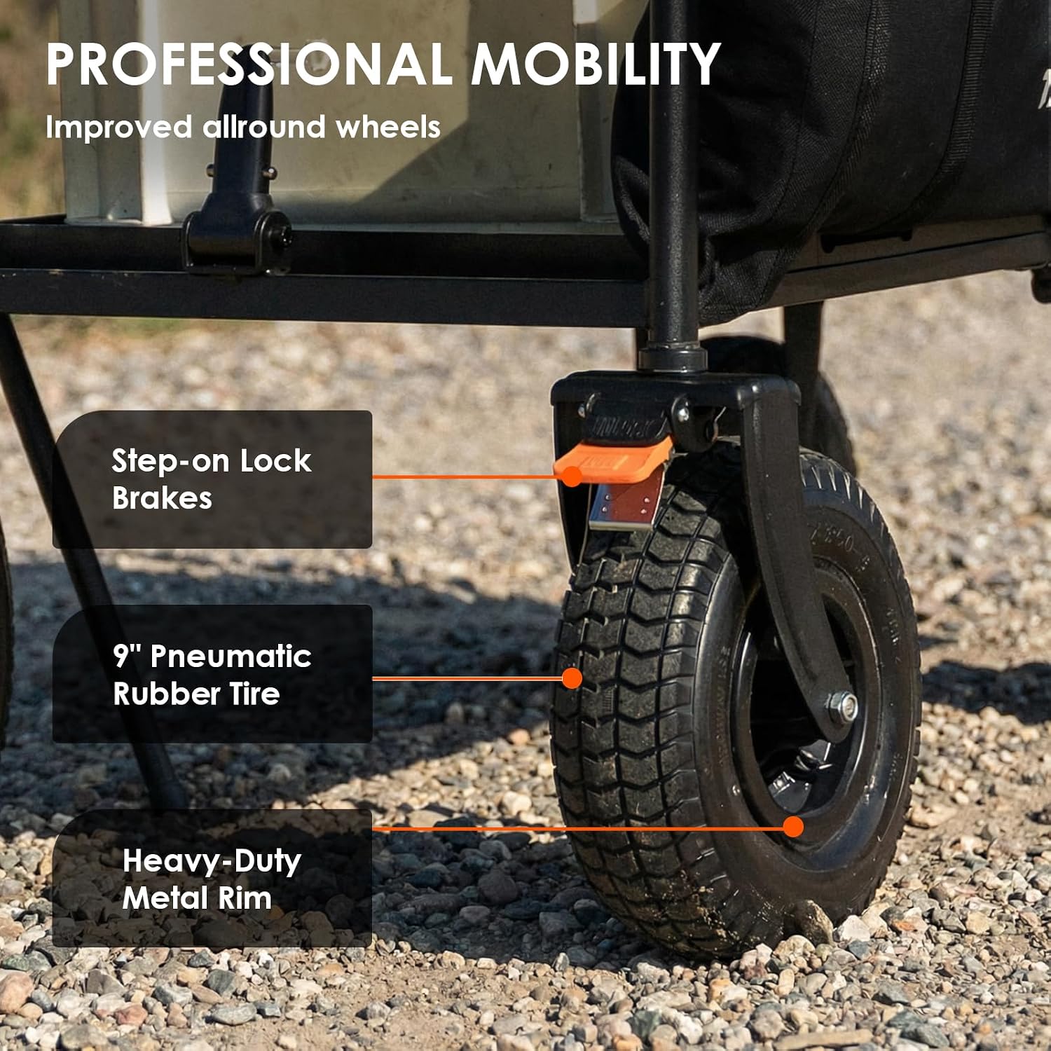 TARION Video Production Camera Cart - Foldable Photography Dolly with Inflatable Rubber Wheels and Wider Top Shelf - Heavy Duty Mobile Workstation with Storage Bins for Film Crew - Titanrig Cart Pro